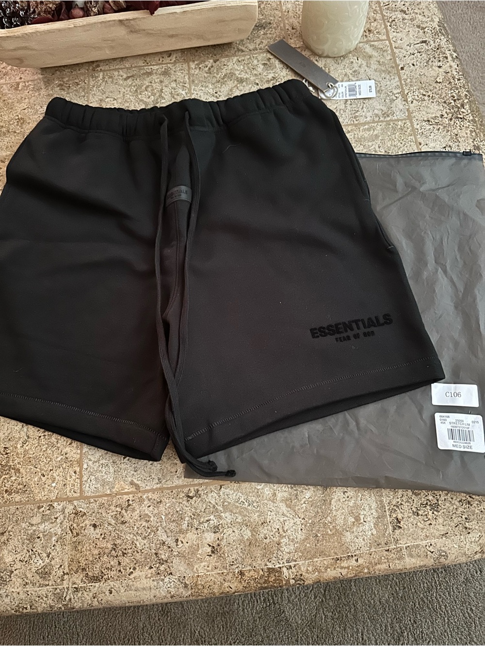 ESSENTIALS Men’s Black stretch limo Sweat Shorts